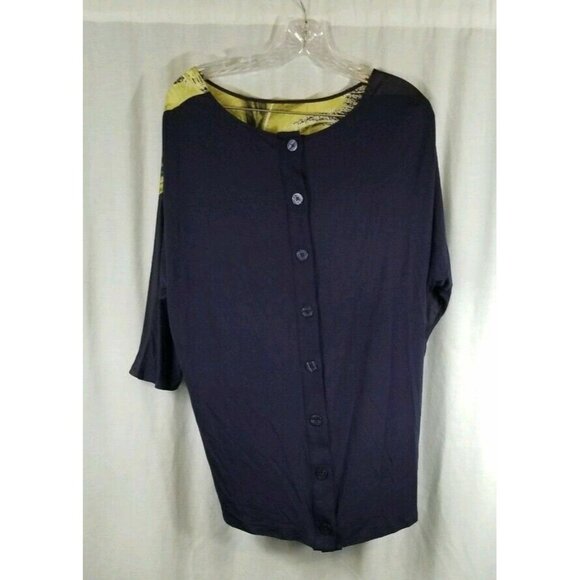 Coldwater Creek Green Black Button Back Top M 10 12 - Picture 3 of 4